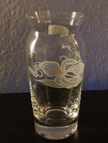 Vase glas mit blütenmotiv - ,