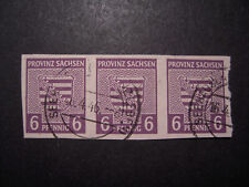 Briefmarken, Provinz Sachsen, Nr. 69, 6 Pf., im waagr. gestemp. Dreierstreifen