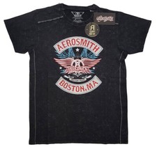 Aerosmith 'Boston Pride' (Schwarz) Snow Wash T-Shirt - NEU & OFFIZIELL!