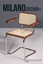 Korbgeflecht Freischwinger Armlehnstuhl "Milano" Made in Italy Braun Küchenstuhl