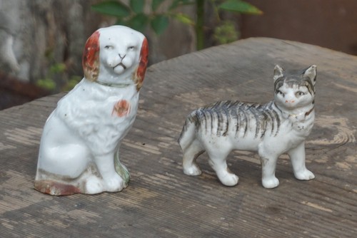 Antik figur hund katze - antik,