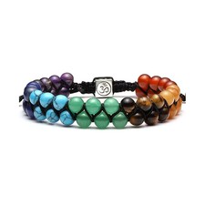 Verstellbares Chakra Kristall-Armband mit geometrischen Steinperlen Damen