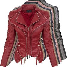 Rock Creek Damen Kunstleder Jacke Übergangs Jacke Leder Optik Bikerjacke D-365