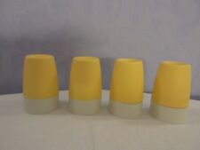 4er Set Tupperware Thermo Eierbecher, weiß mit vanillegelbem Deckel, Vintage