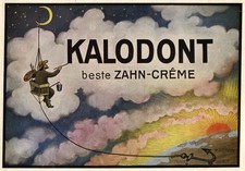 Kalodont Zahncreme Reklame 1912 Maler Künstler Wolken Mond Zahnpasta Werbung