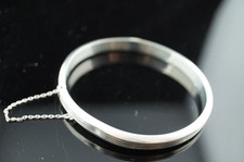 Kunst Deko 14K Weiß Gold Über Hohl Schwenkbar Armreif 7.5 " Mit Sicherheit Kette