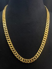 Classy Dubai Herren 7,16 mm Breite Cuban Link Kette Halskette Solid 22K Gelbgold
