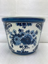 Übertopf Blumentopf blau weiß Keramik Blumenmalerei Delft