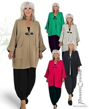 LAGENLOOK Pullover-Strick-Jacke XL-XXL 42 44 46 48 50 52 schwarz natur grau rot