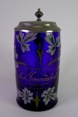 Blauer glaskrug bierkrug - /,