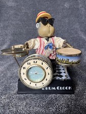 DRUM CLOCK Wecker mit Gorilla / Affe am Schlagzeug Tischuhr