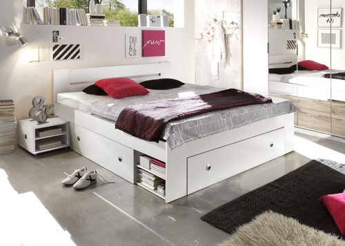 Doppelbett mit nachtkommoden - doppelbett,