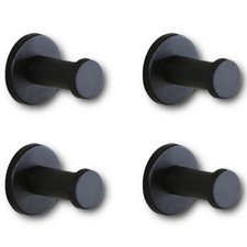 4x Handtuchhaken Edelstahl Schwarz – Wandhaken für Bad, Küche & Toilette