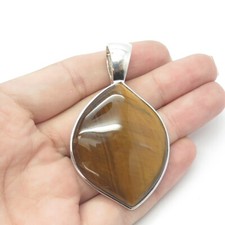 925 Sterling Silber Whitney Kelly echtes Tigerauge Edelstein großer Anhänger