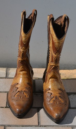 Snake leather western boots - snake,