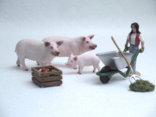Schleich Bauernhoftiere * 2x Schwein 13782 1x Ferkel 13783 * Figur Schubkarre