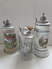 3 Bierkrug Porzellan + Glas