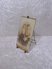 Antikes Foto Facettiertes Glas Metall Halter Rahmen Jugendstil Vintage um 1900