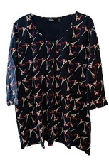 Ulla Popken Shirt Tunika, dunkelblau rot weiß, Gr. 50/52