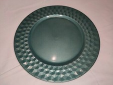 Deko-Teller grün metallic Kunststoff 33cm groß flach Platzteller Schale Anrichte