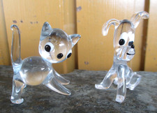 Figuren Glas Dekoration Hund und Katze Pärchen Vitrine