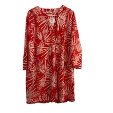 damen long bluse tunika shirt 42 Gina Benotti 3/4 Ärmel rot weiß Oberteil