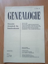 Dt. Zeitschrift Familienkunde Genealogie Ahnenforschung Bd. 16 Heft 1 Jan. 1982