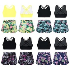 DE iEFiEL Kinder Mädchen Tankini Set Bikini Crop Top Tank Top Shorts  Badeanzug