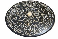24 " Marmor Rund Table Top Semi Precious Steine Blumen Inlay Handgefertigt