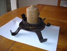 Mittelalter Kerzenständer Schmiedeeisen + Kerze Bienenwachs Jungfrau vom DACHBODEN-KAISERLICH