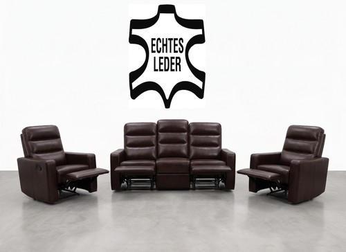 Echtleder kinosofa set 1 - kinosofa, 3+1+1