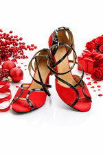 Tanzschuhe Rot - Schwarz offen