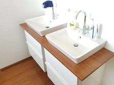 Waschtischplatte Bambus Massivholzplatte aus Dunkel Faserbambus 19mm dick