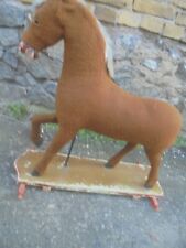 37171 altes Schaukelpferd Pony DDR Filz rocking horse unkomplett gut