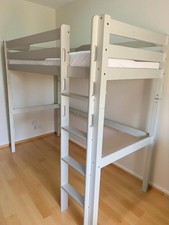 Hochbett 90x200 Cm Weiß Massivholz Kiefer