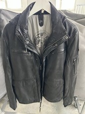 Herren Lederjacke Bikerjacke Gipsy Schwarz mit Kapuze Gr. L