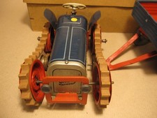 Gescha Raupen-Traktor mit Lampen Anhänger US-Zone im Originalkarton Blech