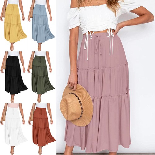 Damen hohe taille maxi rock - damen,