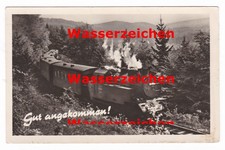 AK Gut angekommen Harz Zug Eisenbahn Dampflok BR 99 Brockenbahn Schmalspur 1957