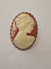 Vintage Gemme Brooch Gold Kamee Brosche Anhänger Stecker Biedermeier Schaumgold