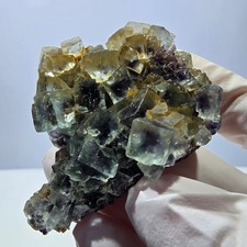 Klare Phantom Fluorit Würfel Stufe, grün lila Okorusu, Namibia 54*41*22mm