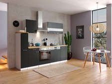 Küche Küchenzeile Küchenblock Einbauküche Weiß Schwarz Malia 250 cm Respekta