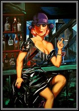 Sexy Girl Bardame Hamburg Altona Kneipe Pin up Girl Kunstdruck von Volker Welz