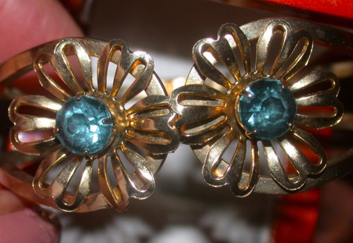 Vintage gold blau blume - gold,