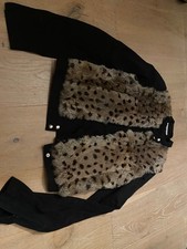 Diabless Jacke Blazer Schwarz mit Kaninchenpelz vorne Gr. 34