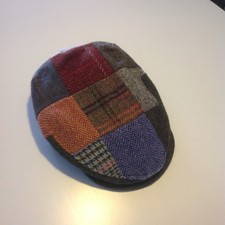 Mizen Tweed Schieber Mütze Gr S Wolle kariert Patchwork Flat Cap Irland Irische
