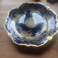 Reichenbach Prunkschale , großer Prunkteller echt  Kobalt  & Gold Dm.  32,5 cm