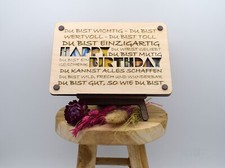Handgemachte Holzkarte, perfektes Geldgeschenk, Geschenkkarte GEBURTSTAG 