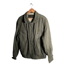 Westbury Sakko Herren Gr. 54 XL Grün Leder Druckknopfleiste Vintage Klassiker