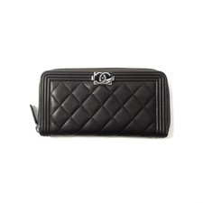 Original Chanel Boy Long Zip Wallet Portemonnaie Luxus Geldbörse / dunkelbraun